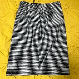 J. Crew Black and White Houndstooth Pencil Skirt